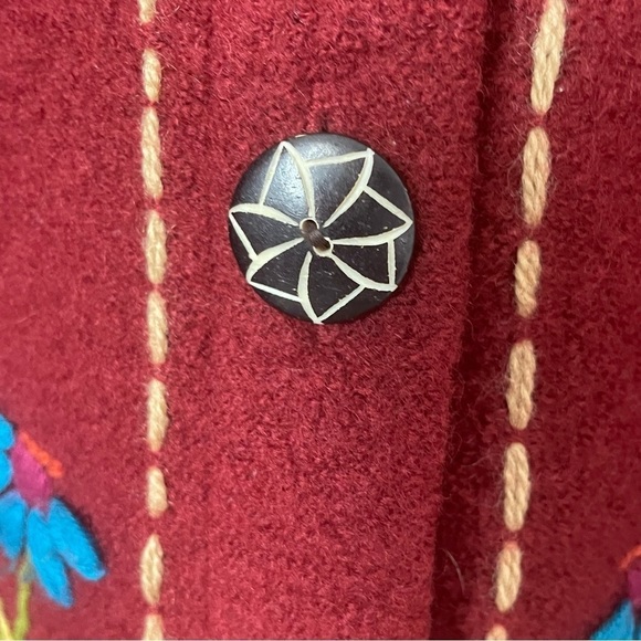 Cedar Canyon Vintage Embroidered Wool Jacket – Burgundy, XL - Picture 4 of 11